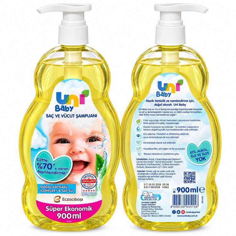 شامپو سر و بدن کودک Uni Baby حجم 900 میل