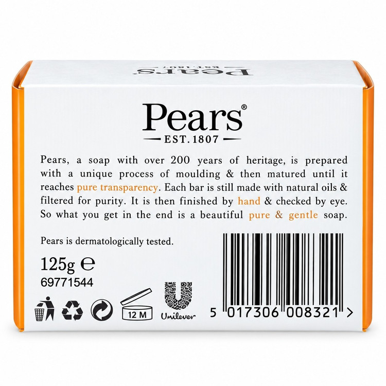 صابون شفاف گلیسیرینه پیرز 125گرم pears